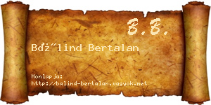 Bálind Bertalan névjegykártya